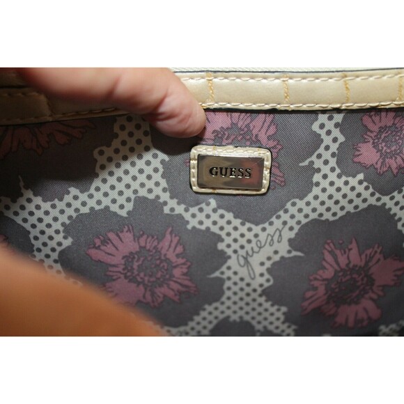 GUESS Purse Brown Crocodile Aligator Design Patent Leather Handbag - Picture 8 of 9